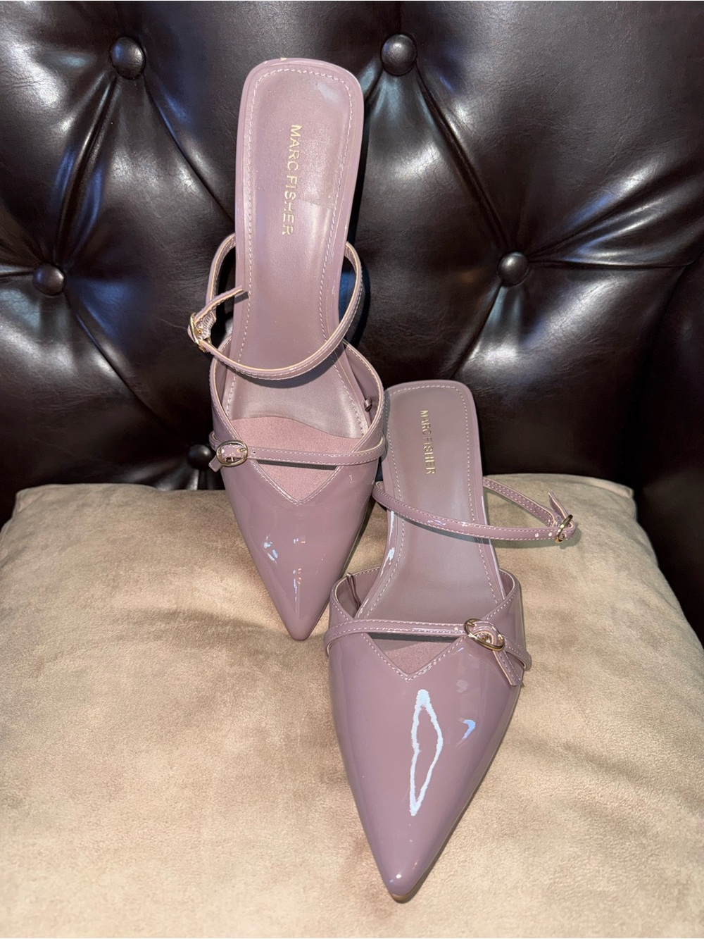 MARC FISHER MAUVE LOW BLOCK HEEL SLING-BACK-Size 11 - Picture 8 of 11